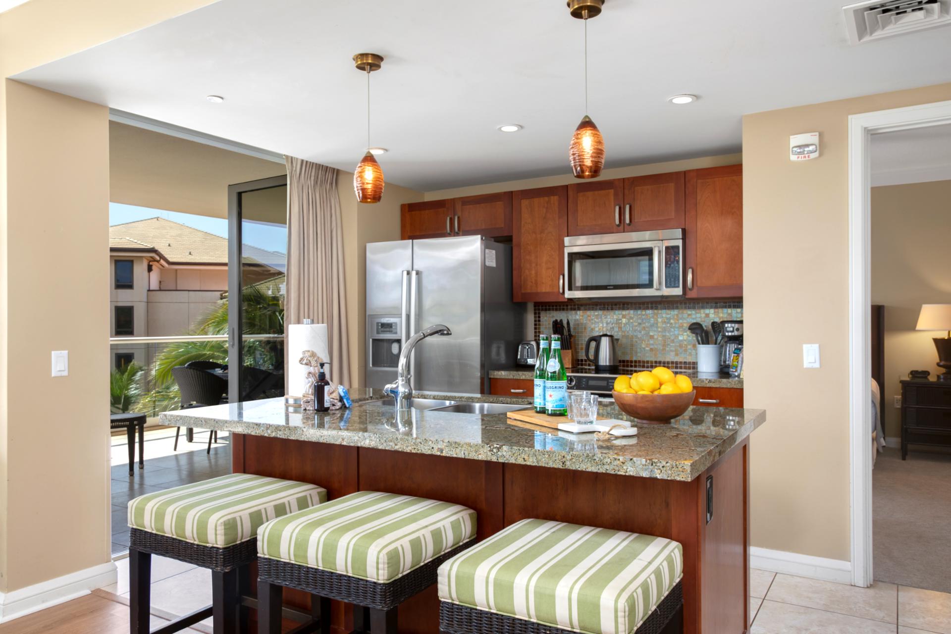 Whether it's morning coffee or evening cocktails, theres no shortage of prep space here