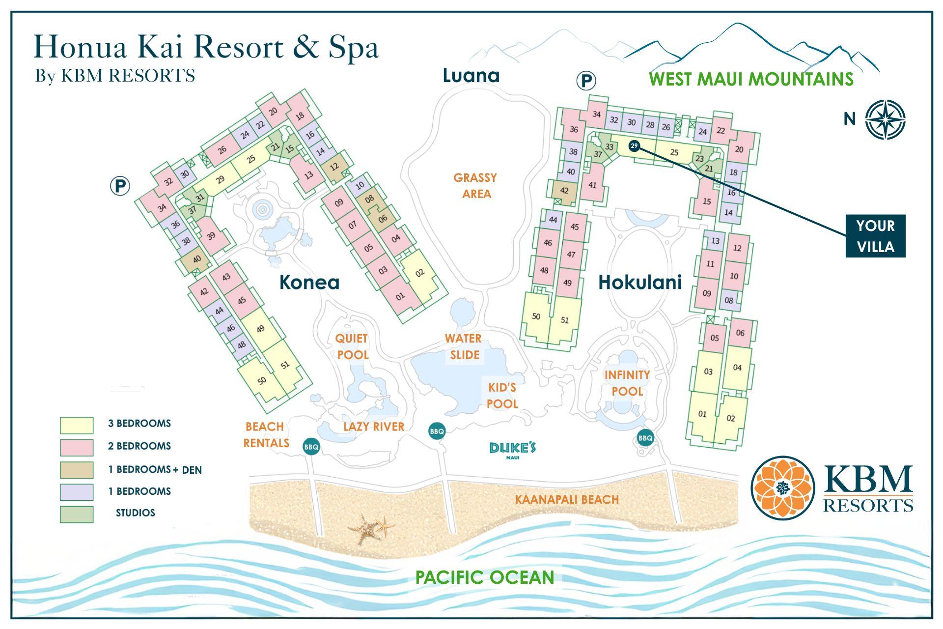 See exactly where your villa is nestled within the resort just steps from pools and the beach


