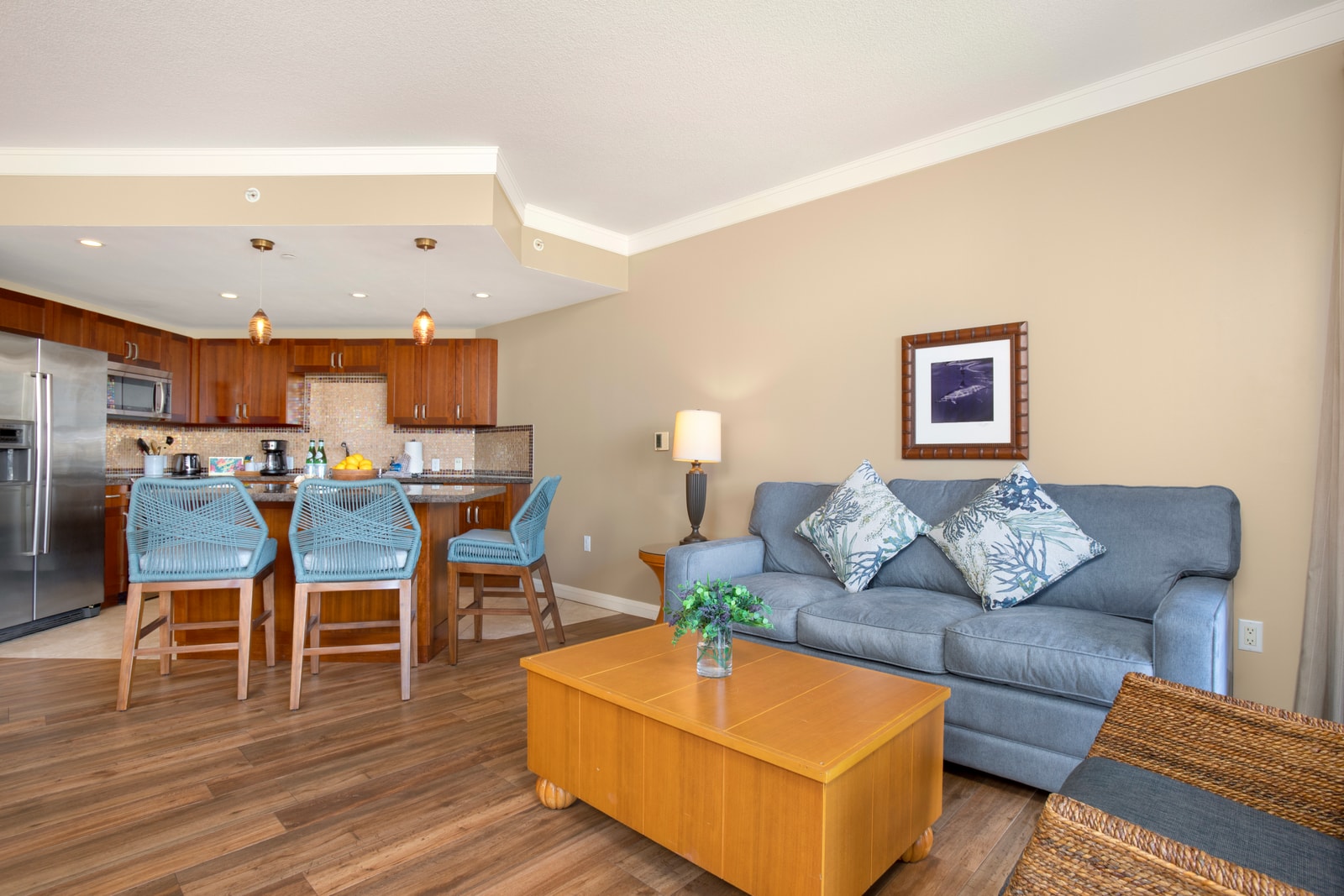 Enjoy effortless entertaining with an open-concept layout connecting your living space to a fully equipped kitchen HKH-537