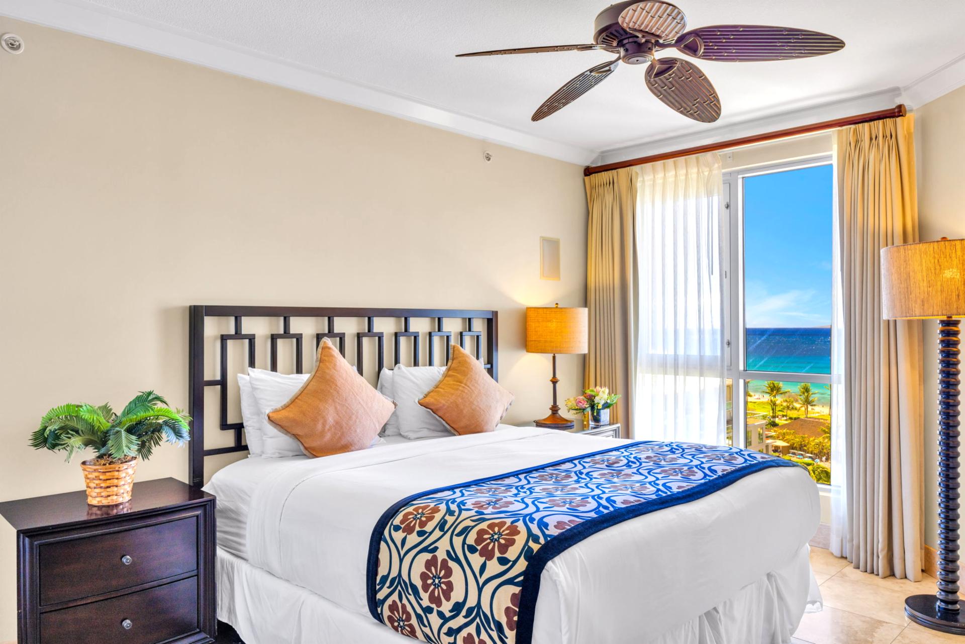 Bright guest suite with plush bedding