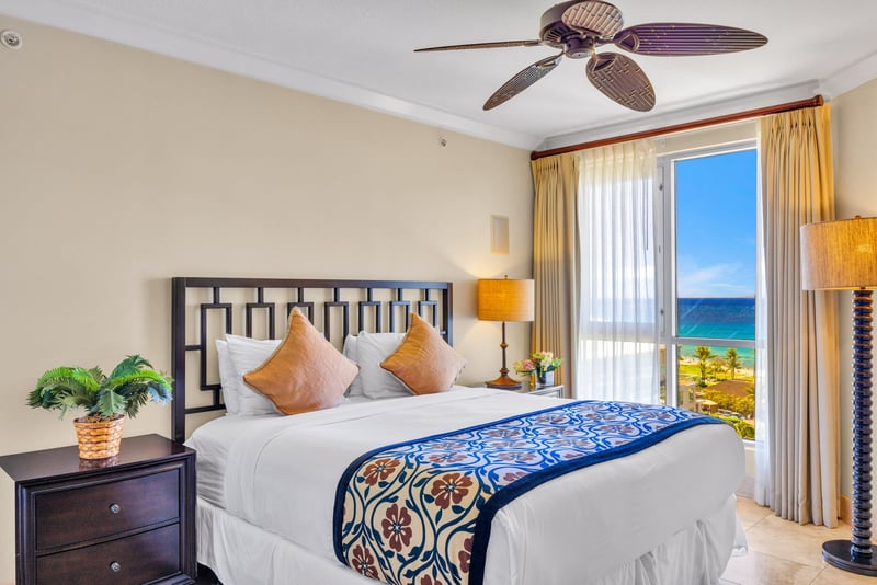Bright guest suite with plush bedding