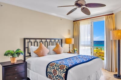 Bright guest suite with plush bedding