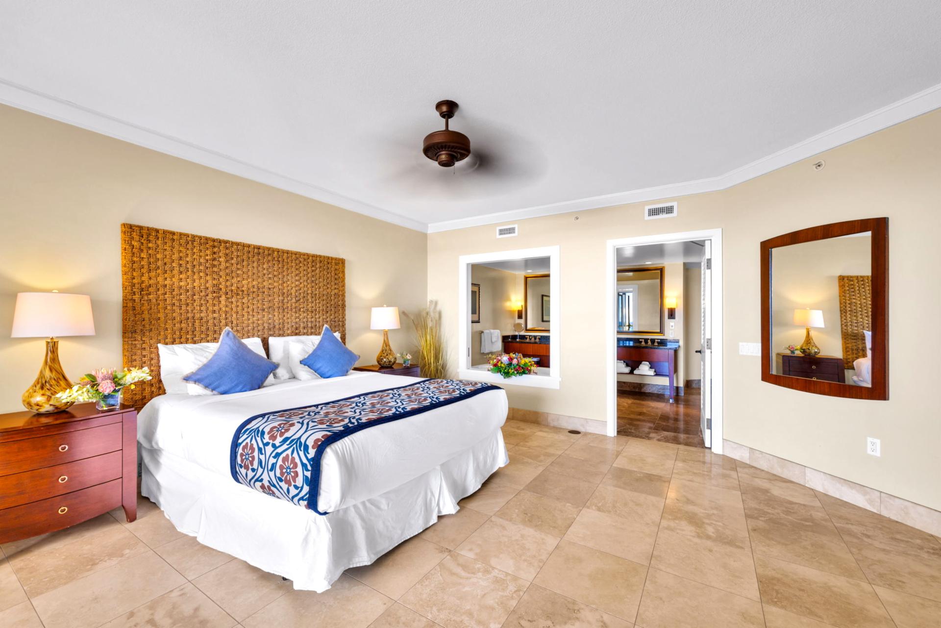 Spacious master suite with relaxing island charm