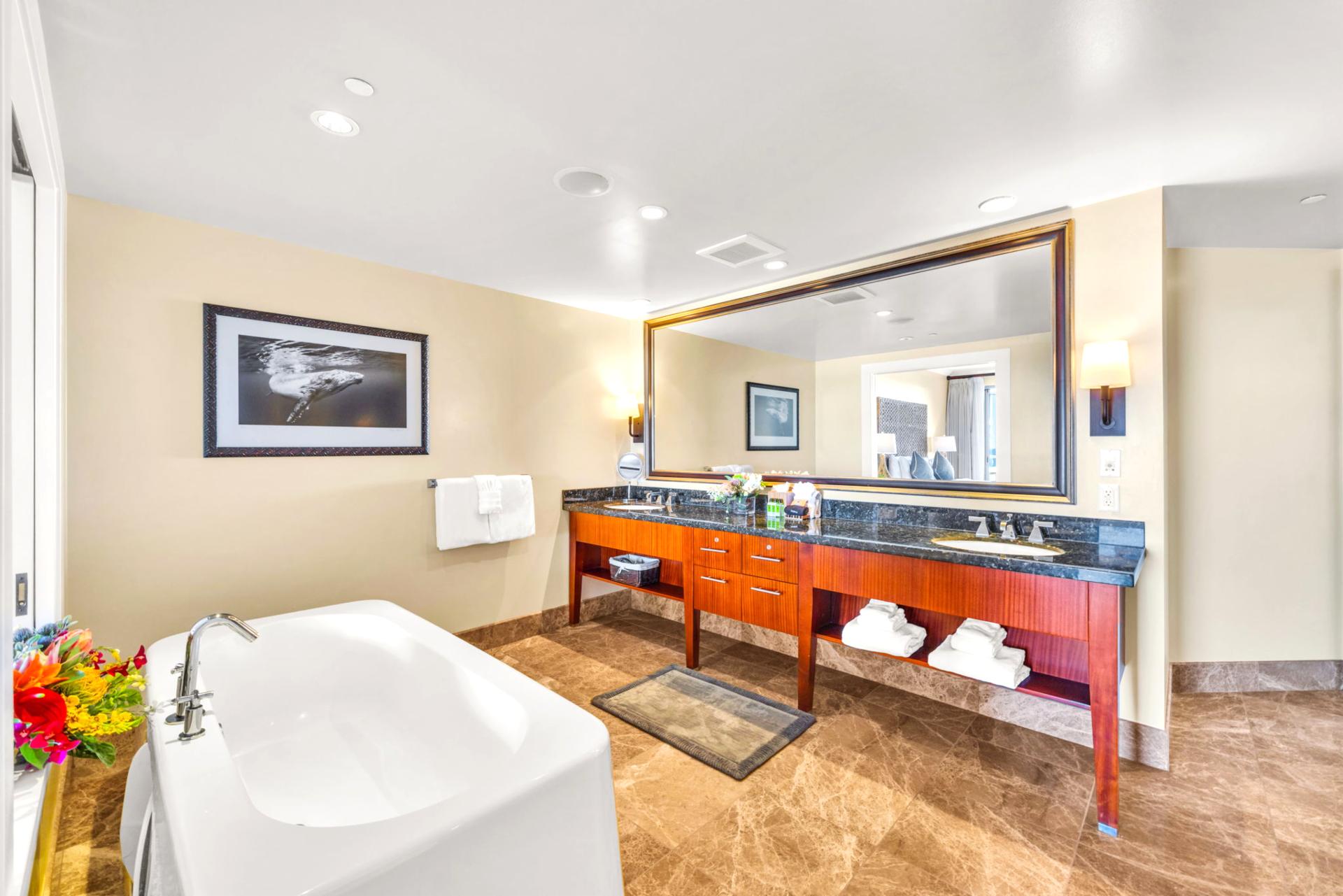 Spa-like master bath with double vanity