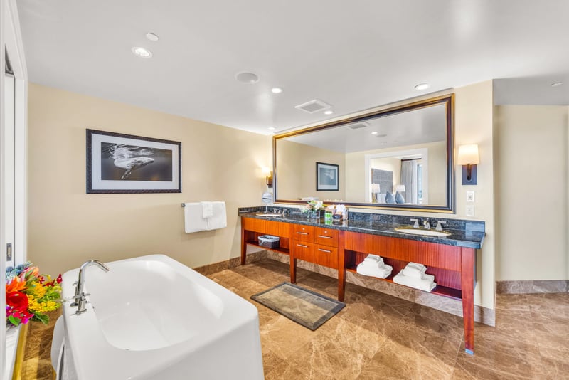 Spa-like master bath with double vanity