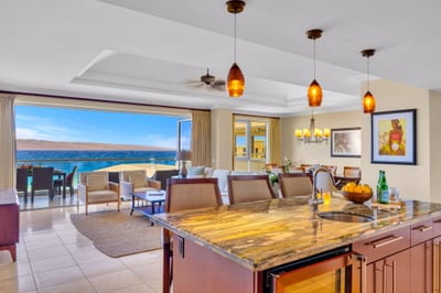 Stunning ocean views greet you from every living area, including the kitchen