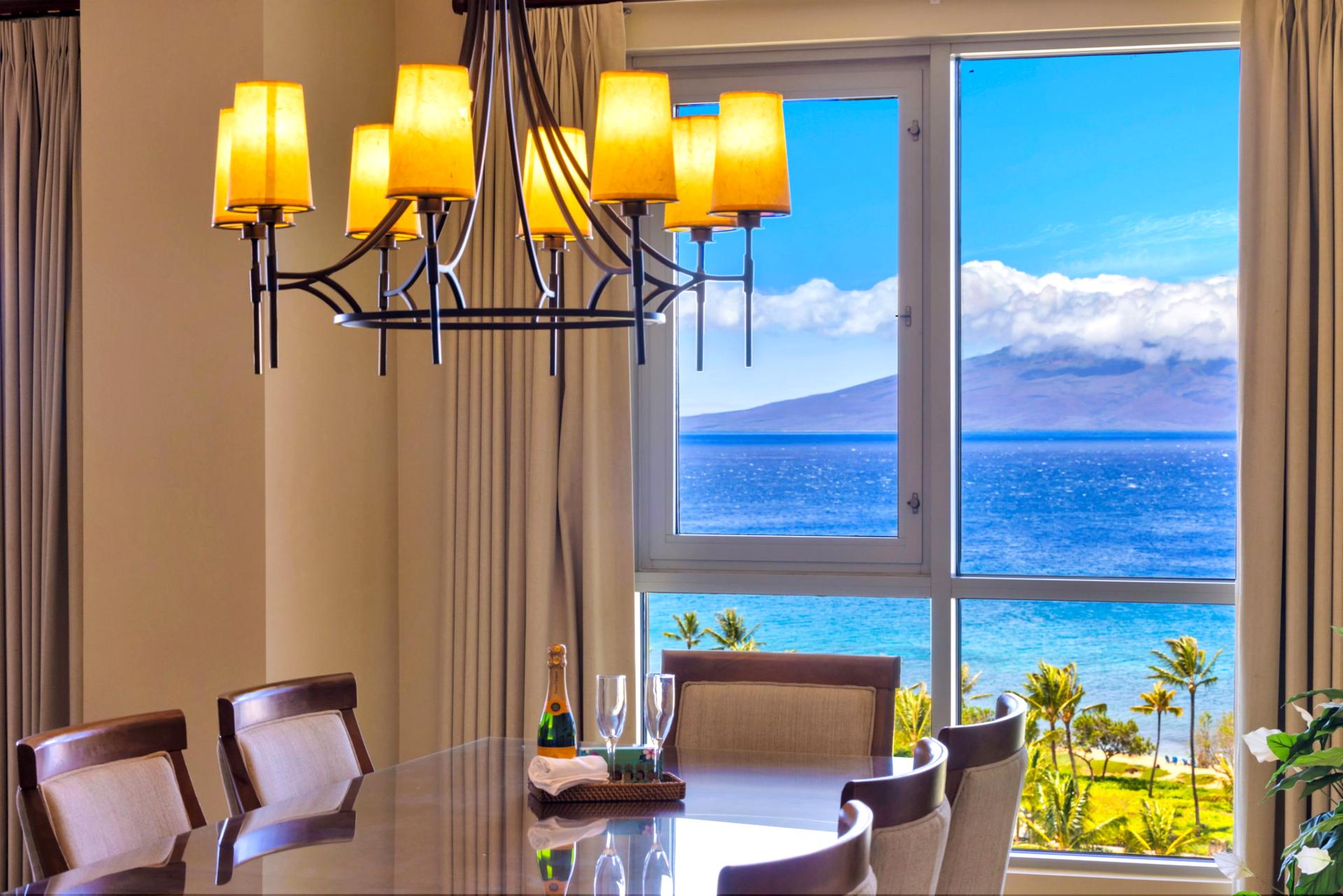 Ocean-view dining with space for the whole group