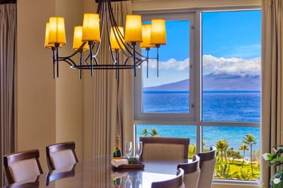 Ocean-view dining with space for the whole group