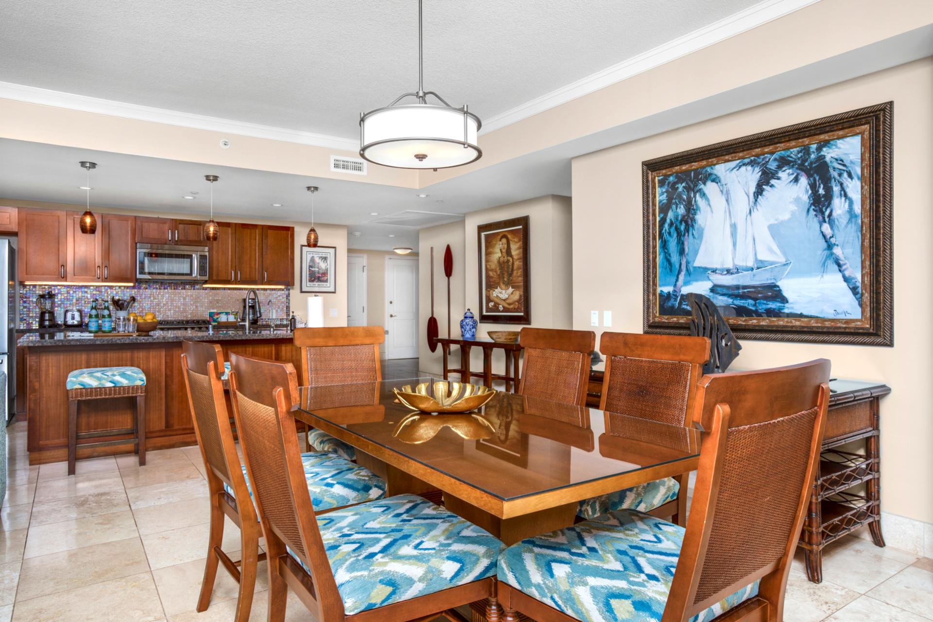 Warm wood finishes and coastal accents bring luxury and comfort together