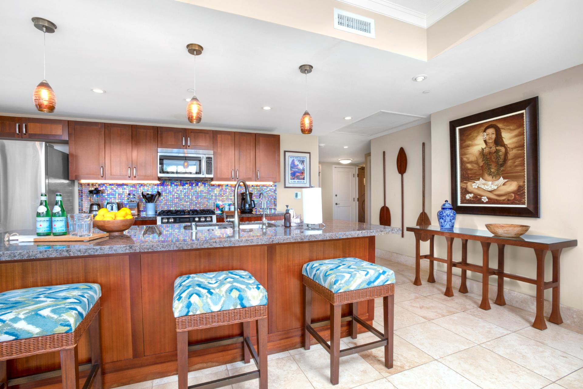 Cook, dine, and entertain in this beautifully upgraded island-style kitchen