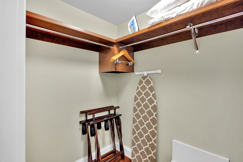 An ironing board and iron are provided for added convenience