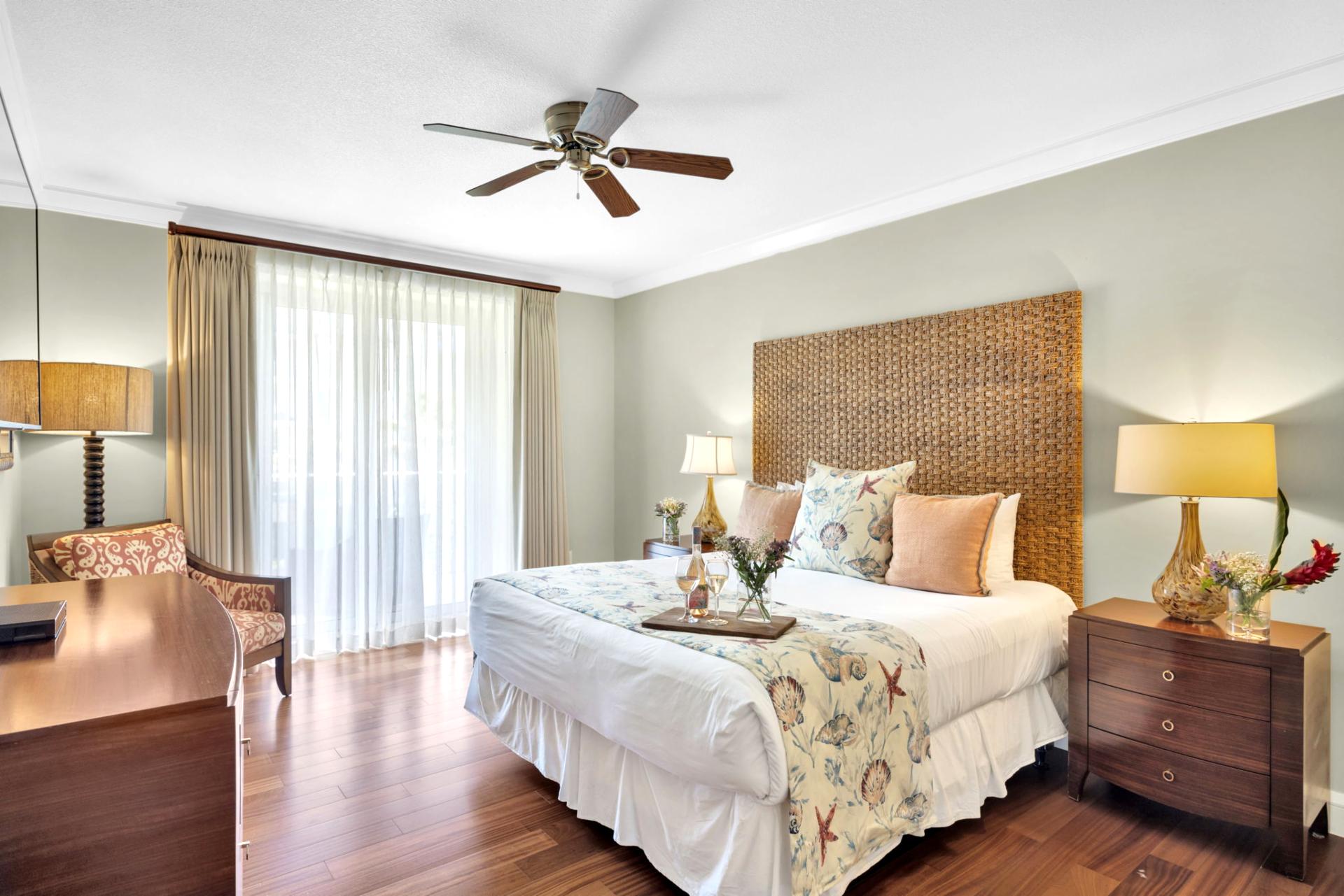 Master bedroom with plush king bed and serene ambiance