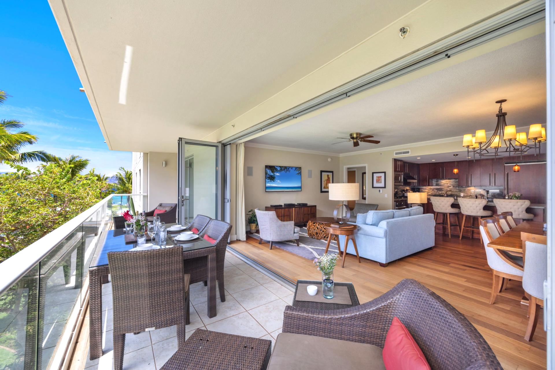 Wide lanai for lounging and soaking in the Maui breeze