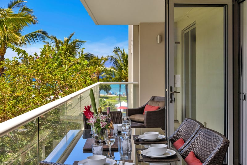 Enjoy your morning coffee with a peaceful garden backdrop
