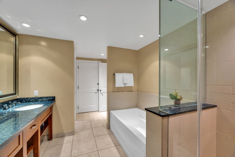 Master bath with walk-in shower and elegant design