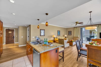 Open kitchen flowing seamlessly into the dining area
