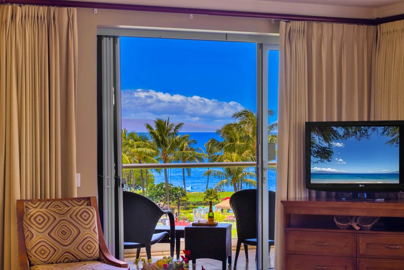 Enjoy beautiful ocean views from the comfort of the living room