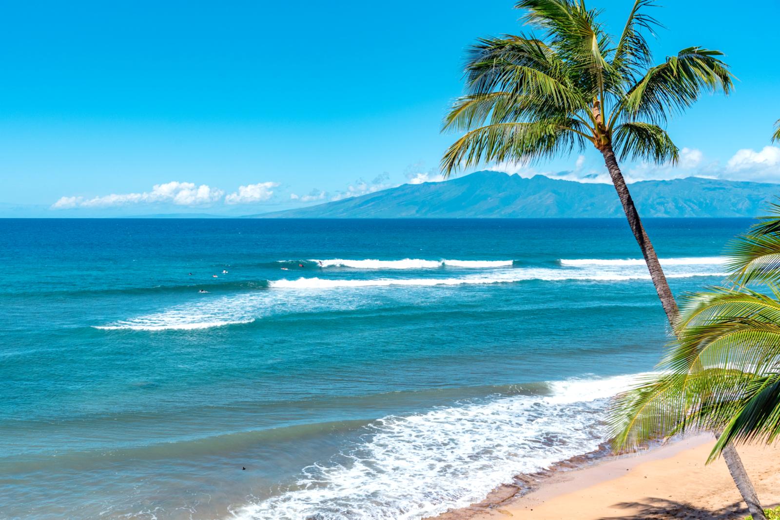 Unwind along Maui’s golden shoreline at the nearby Kapalua Beach.  Swaying palms, and gentle waves only minutes from your doorstep. HKK-424