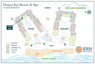 Located in the Konea Tower, your 3-bedroom villa offers easy access to the quiet pool, lazy river, and beach path, plus panoramic views toward Molokai.