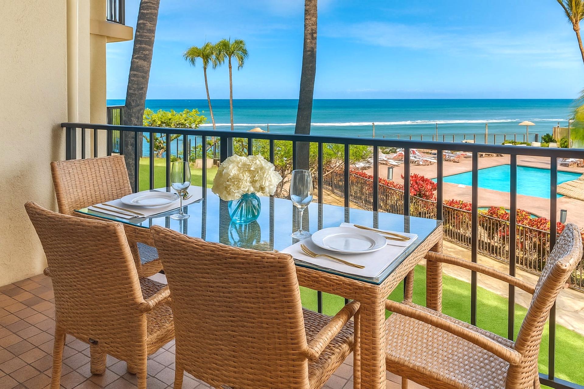 Unwind on this breezy lanai where island skies, swaying palms, and sunny moments frame every peaceful pause KS-258
