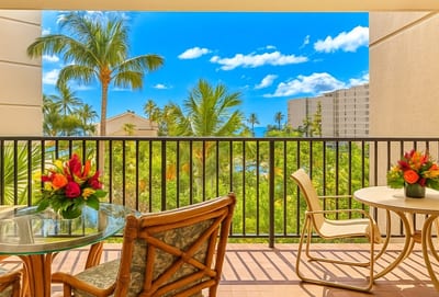 Unwind on this breezy lanai where island skies, swaying palms, and sunny moments frame every peaceful pause