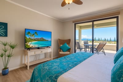 Sip coffee steps from your bed on a breezy lanai, then retreat inside to a space designed for deep rest and sweet island dream KGV-17T5