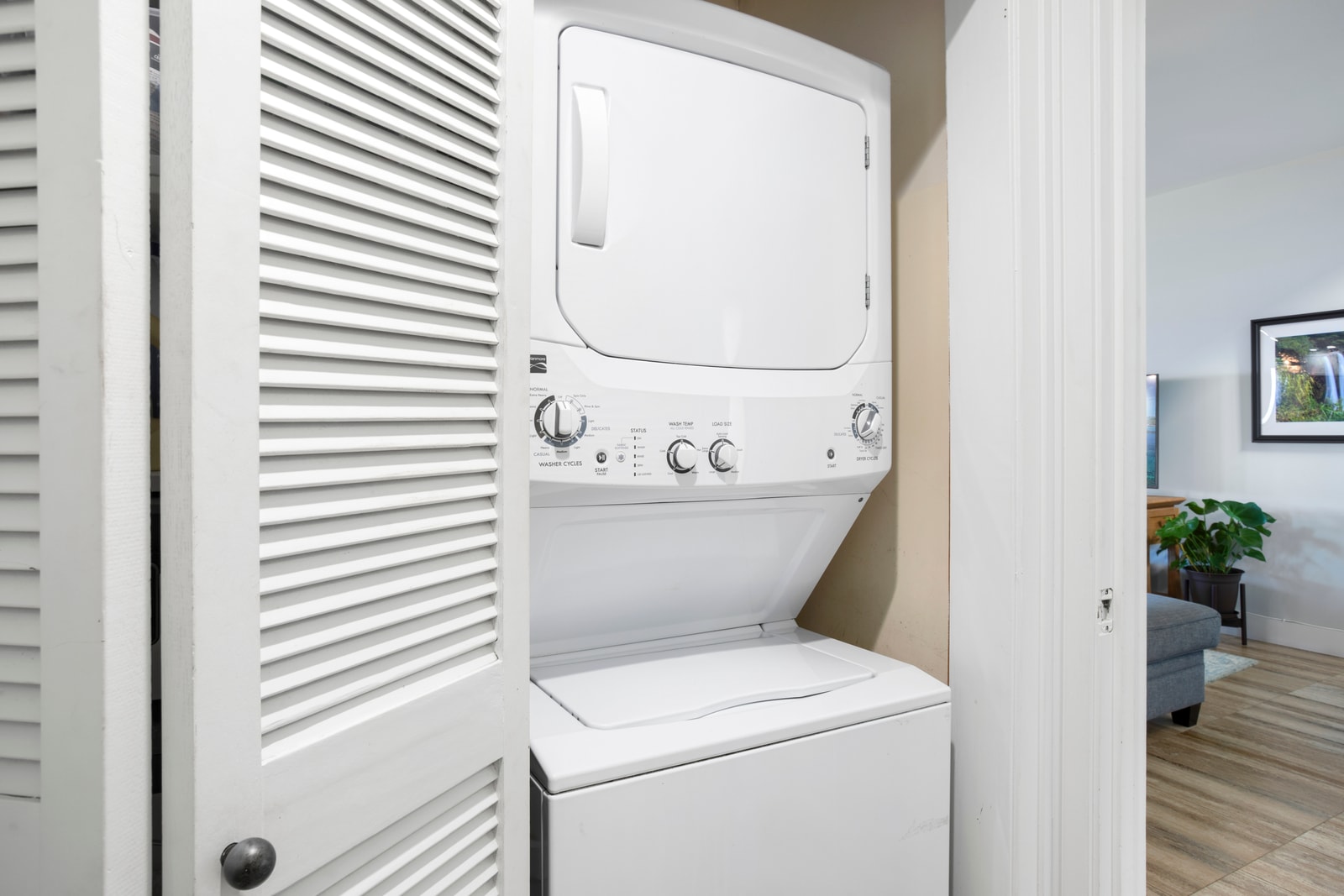 No need to overpack—this elegant laundry space ensures you stay fresh and ready for every island adventure