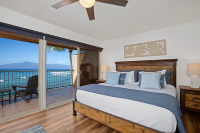 Drift off in a sea of sky blues, then sip sunrise coffee on your private lanai with waves and palms as company