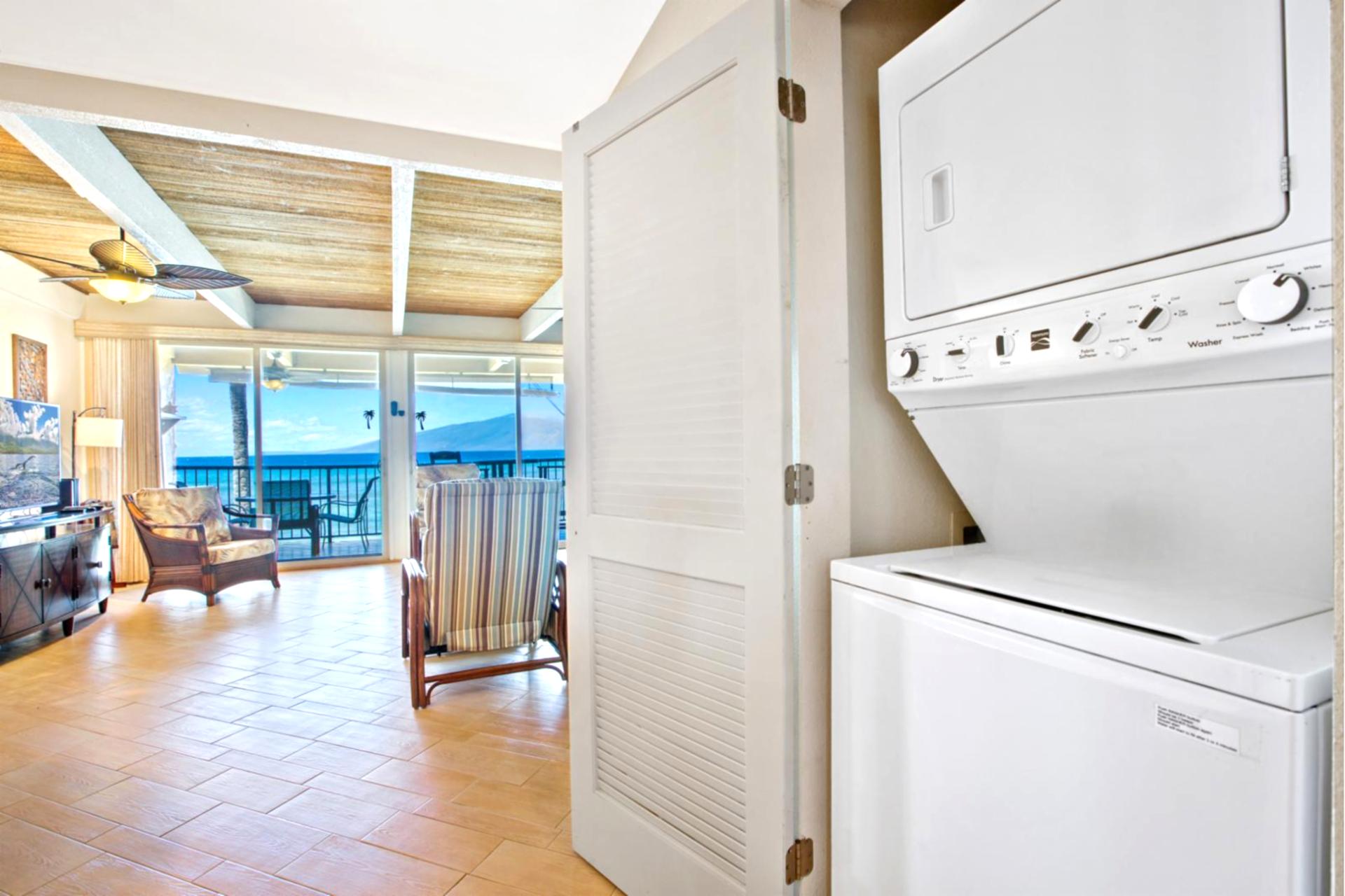 Your in unit washer and dryer make extended stays effortless, so you can pack light and refresh anytime.