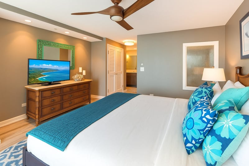 Ocean views this sweeping should come with a soundtrack—this room sings of seafoam skies and restful nights