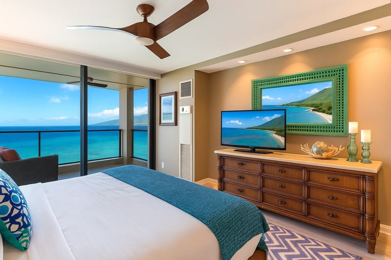 Tucked between sky and sea, this master suite whispers calm with every breeze—where turquoise dreams take flight