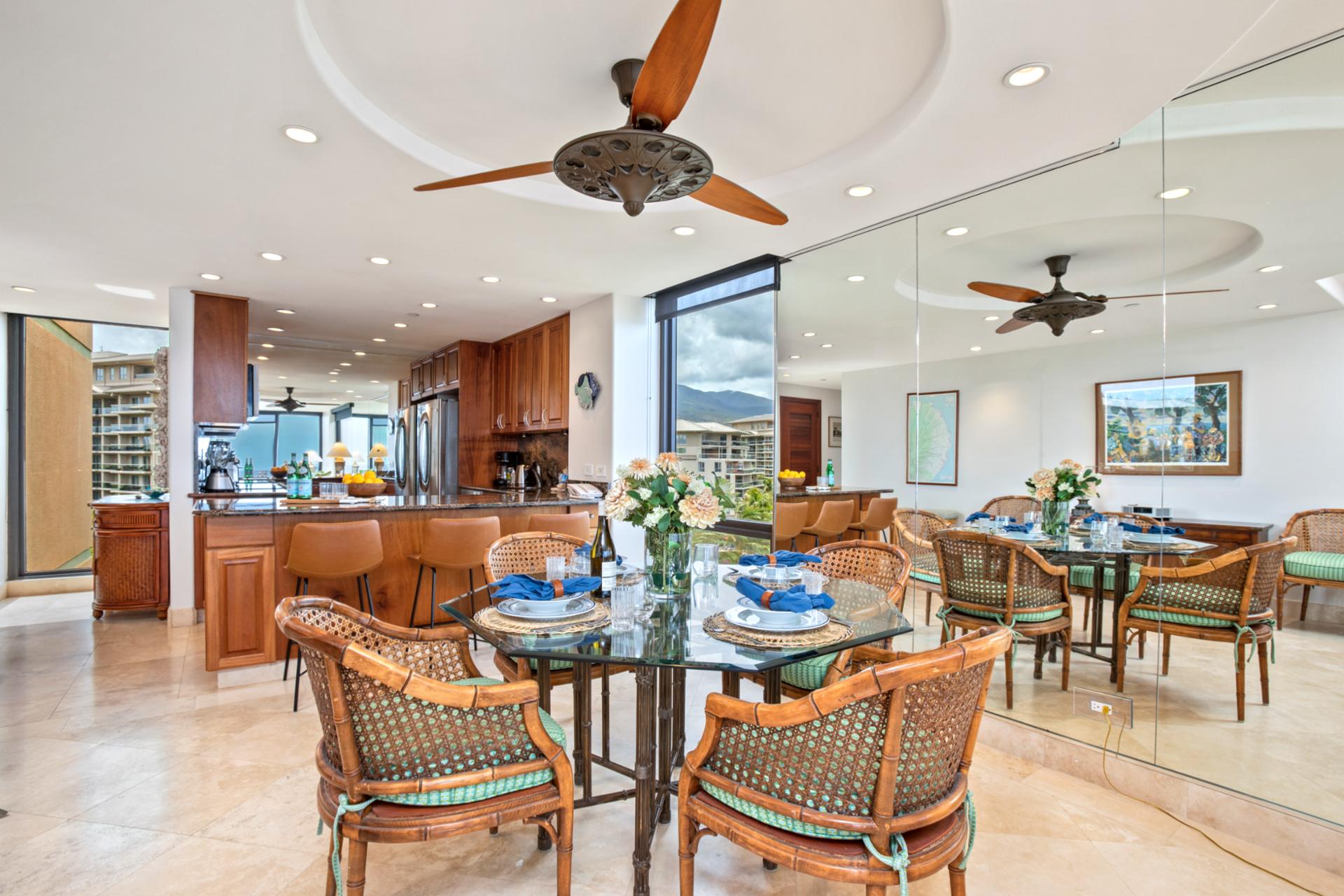 Dine together in a space that’s both elegant and island-casual