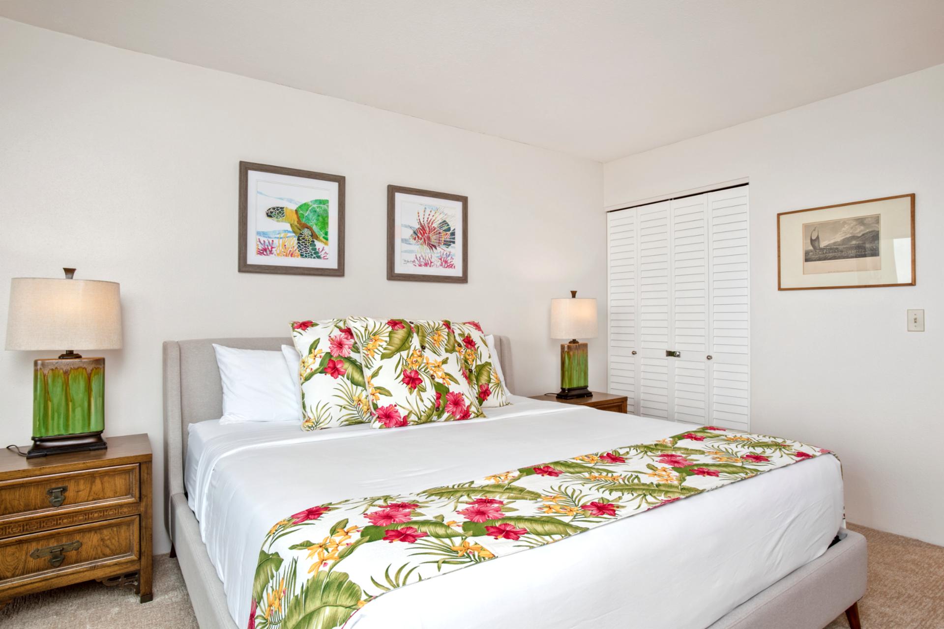 Rest easy in a serene bedroom that blends comfort with coastal charm