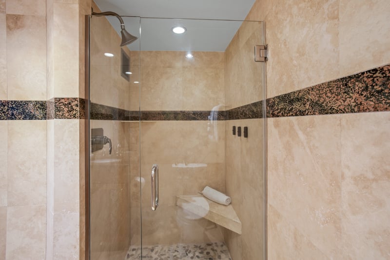 Luxuriate in a tiled walk-in shower after a day in the sun MAH-719