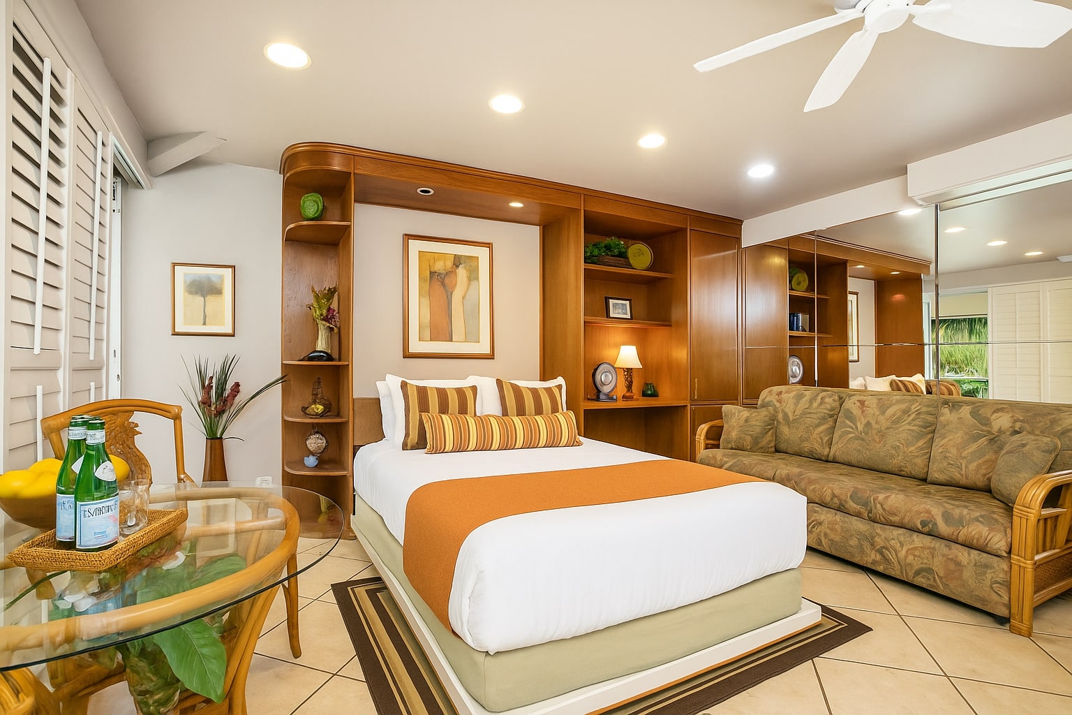 Bright and playful studio with a tropical soul—think comfy corners, breezy vibes, and books beside the bed MKV-B242