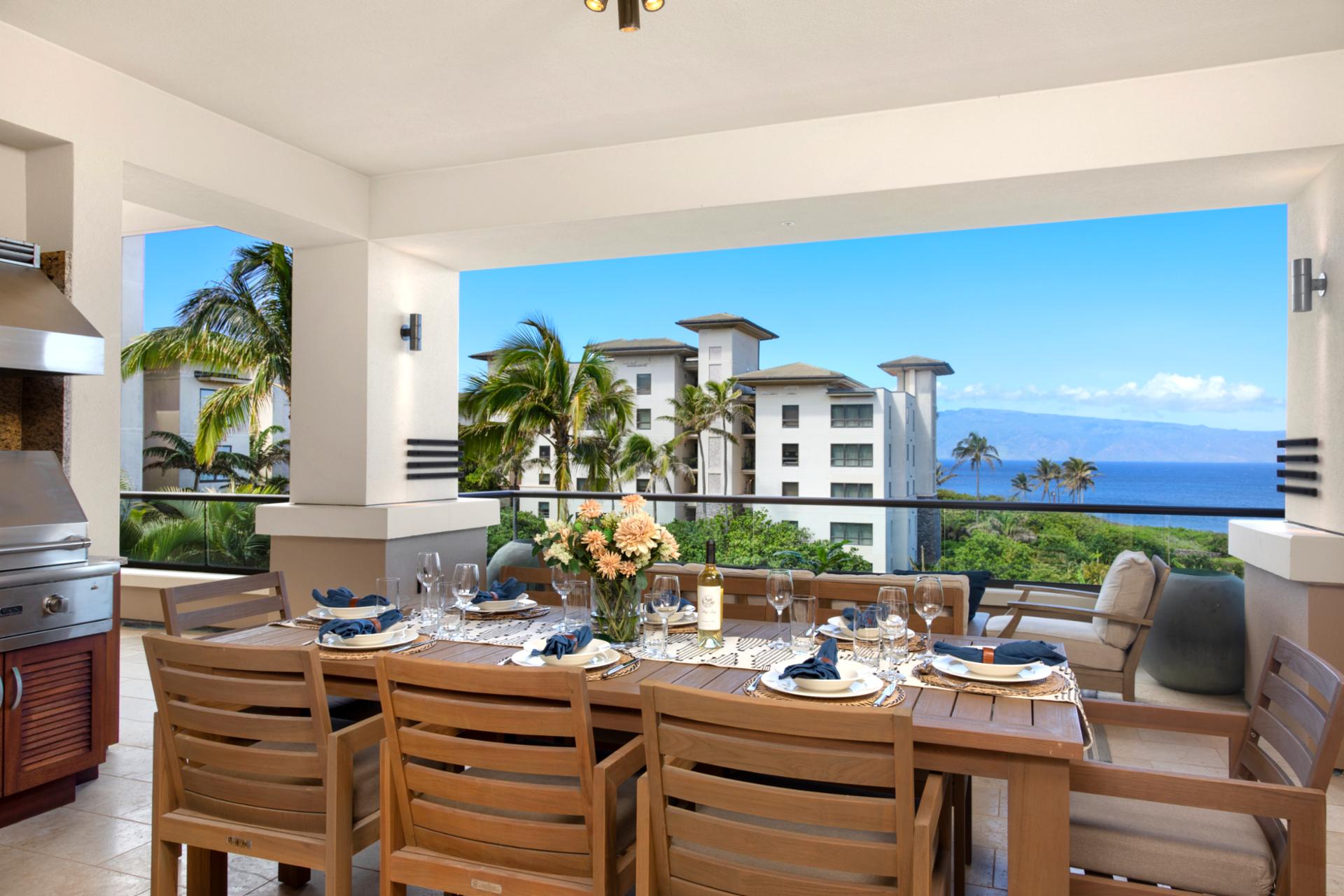  This lanai brings luxury outdoors—crisp linens, coastal blooms, and meals served with a side of sea breeze and views  