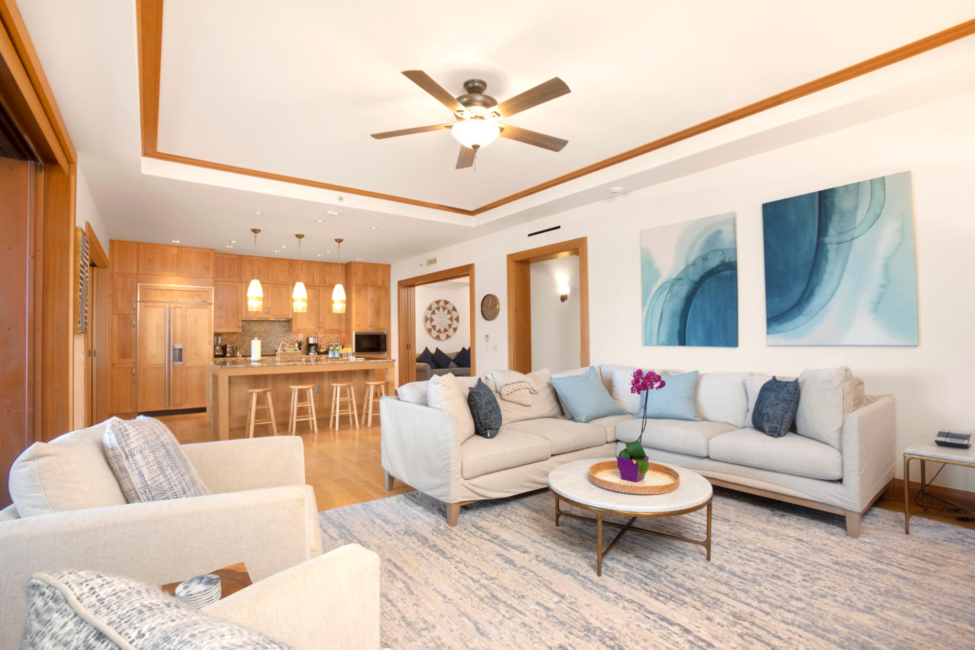    Lounge in style where wave-kissed art meets timeless textures—and the ocean view is your daily masterpiece