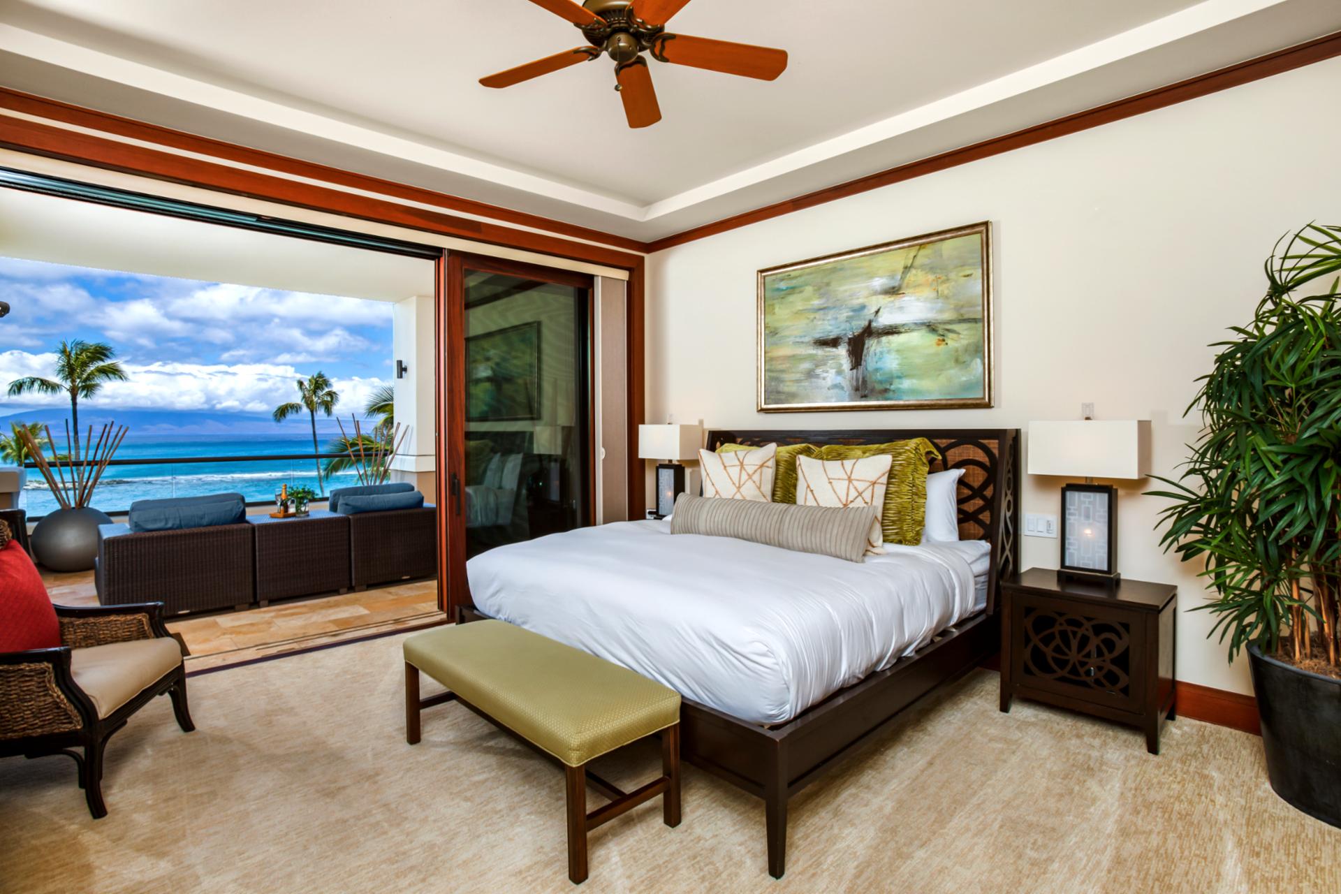 Awaken to sweeping ocean views and step directly onto the lanai