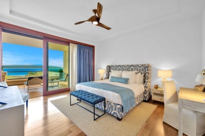 Rest easy in this tranquil master suite with views of the coastline