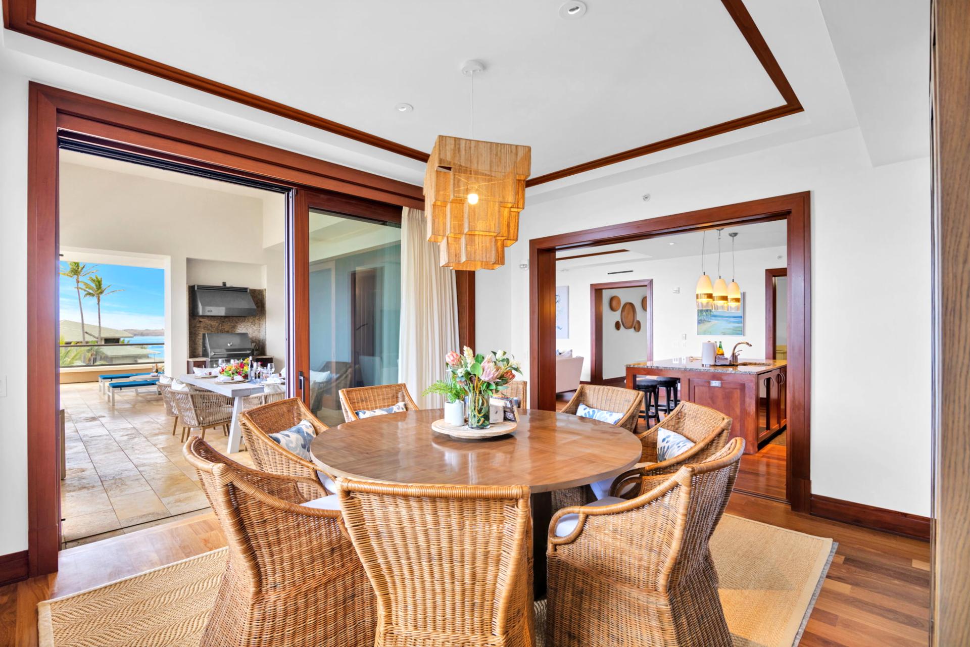 Elegant dining table in the perfect space for meals with a view