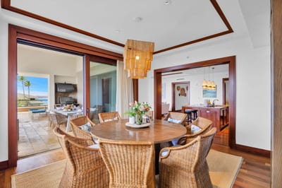 Elegant dining table in the perfect space for meals with a view