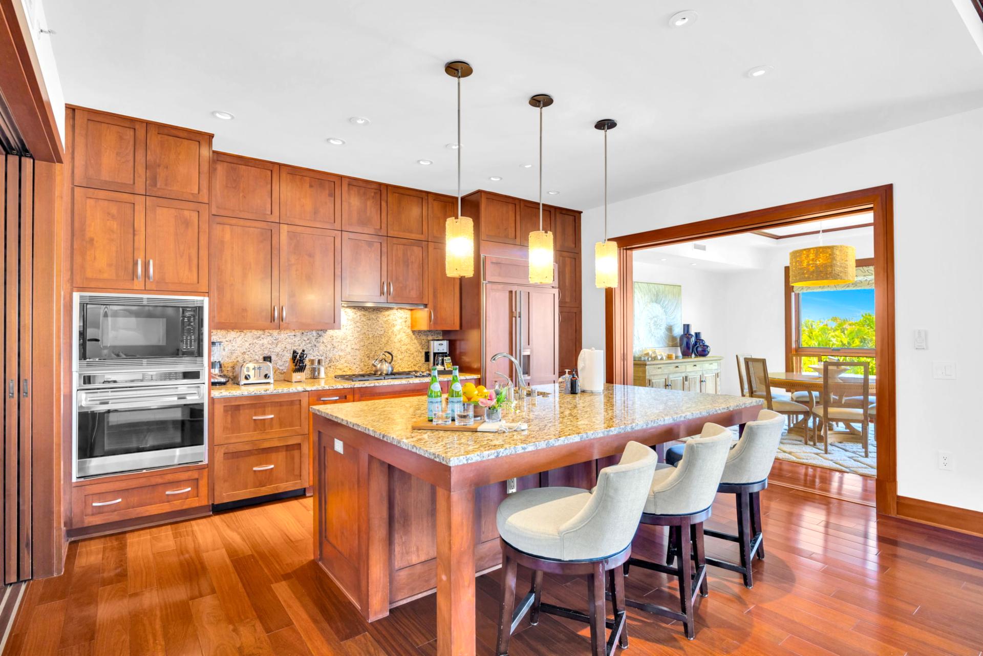 Enjoy tropical views from the kitchen as you, or one of our chefs, prepares a meal