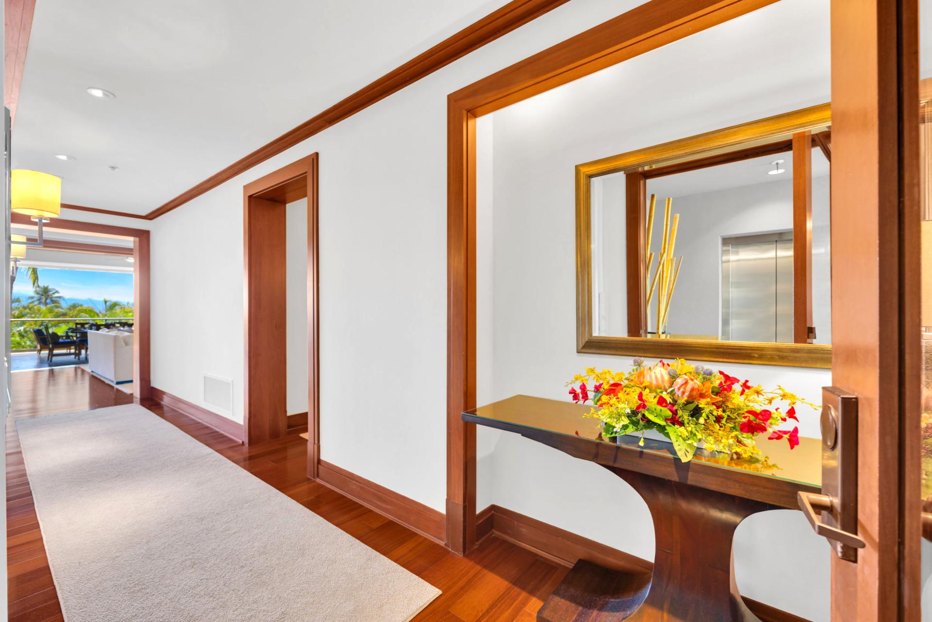 The elegant hallway leads the way to all of the stunning areas of the villa