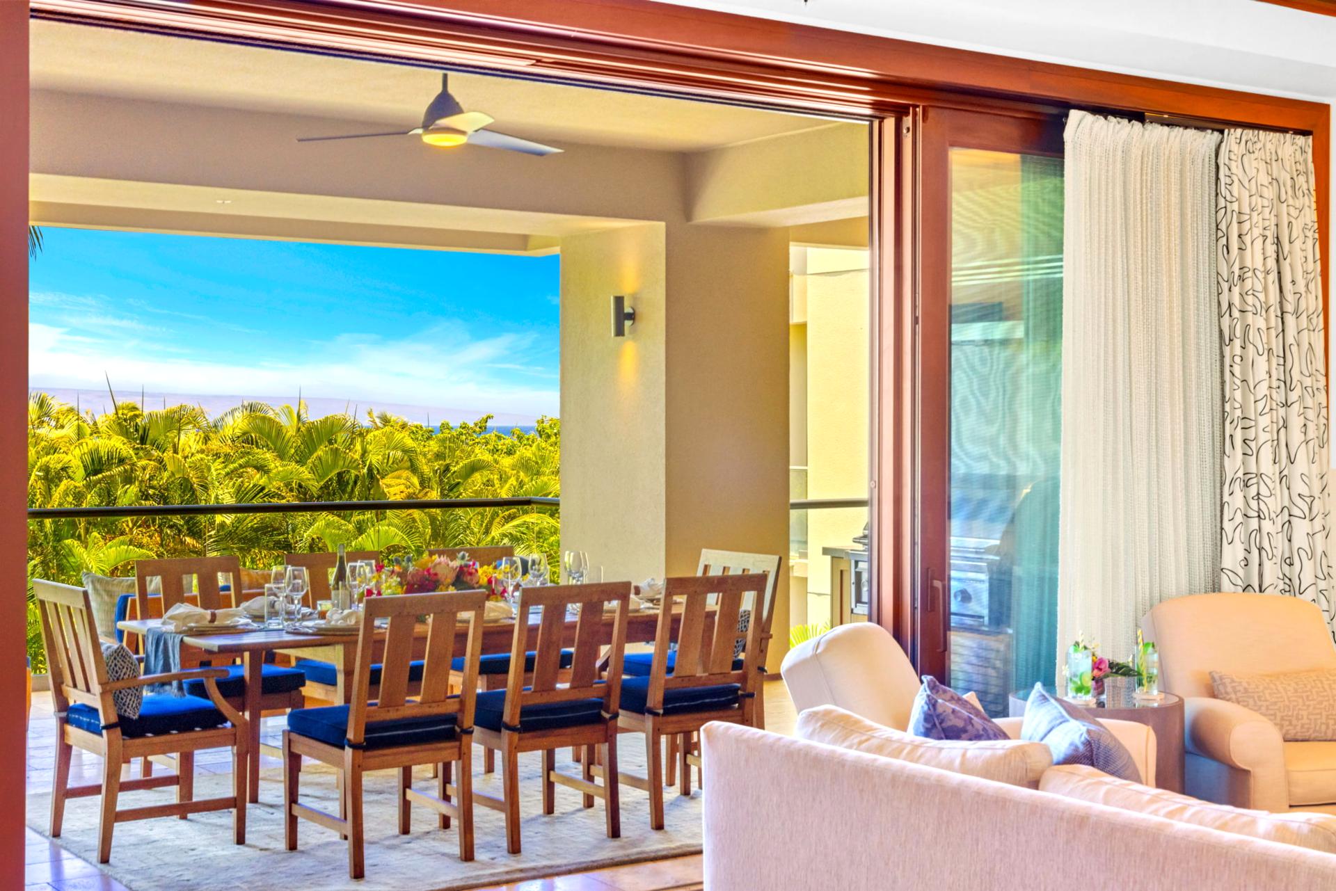 The large sliding glass doors offer seamless indoor outdoor living