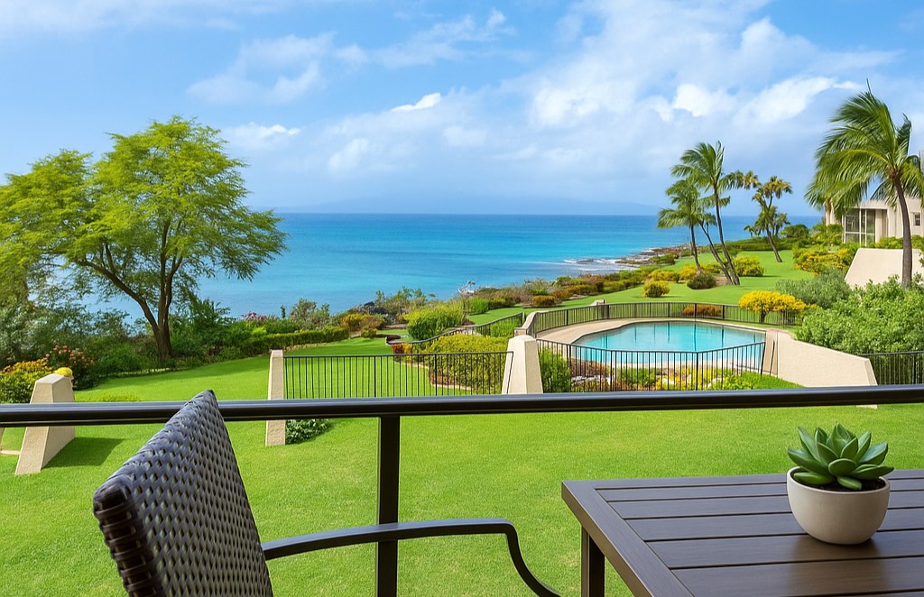 Dine alfresco overlooking a vivid tapestry of green gardens, sparkling sea, and the soothing curves of coastal cliffs