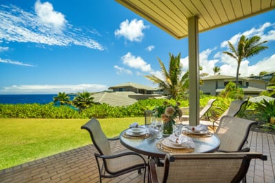 Enjoy al fresco dining with lush garden views and swaying palms just steps away KBV-34G4