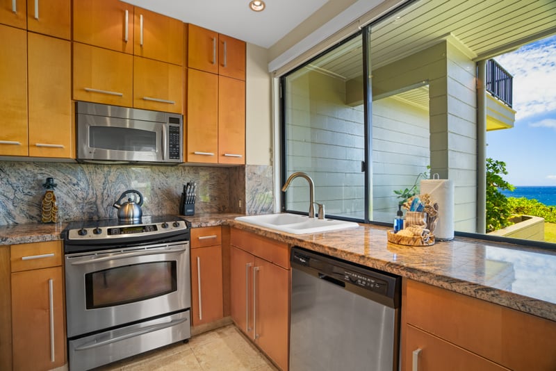 Cook with a view in this bright open kitchen that brings the outdoors in