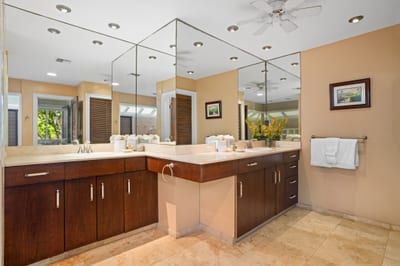 A dual vanity and natural light make this master bath both beautiful and practical KBV-34G4