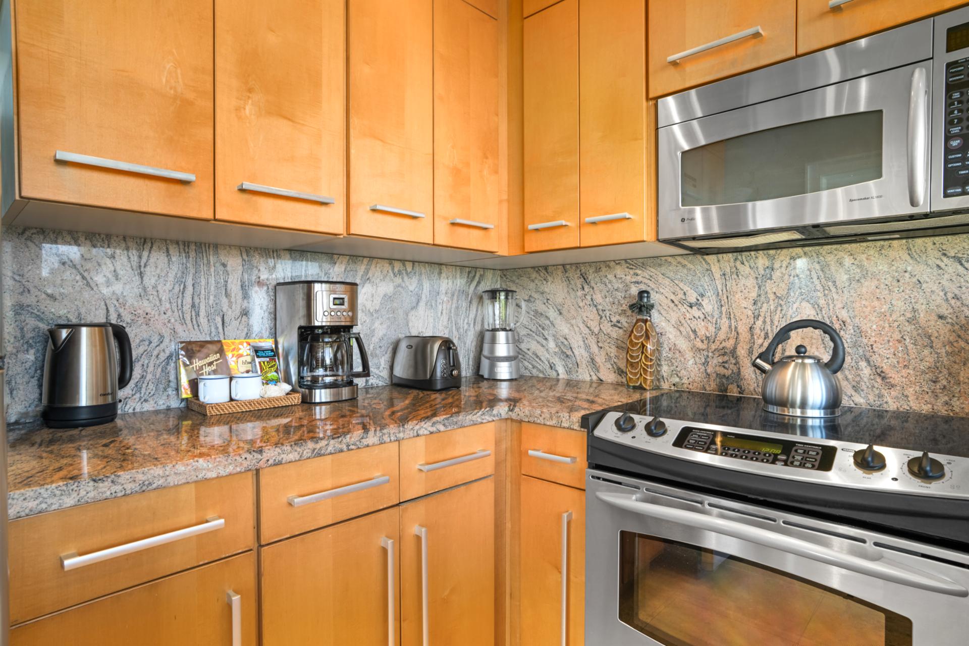 Everything you need is within reach in this efficient well-stocked kitchen nook