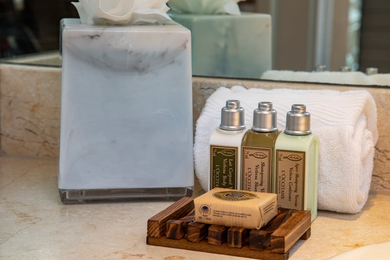 Spa-like bathroom with luxury L'Occitane amenities to elevate your stay